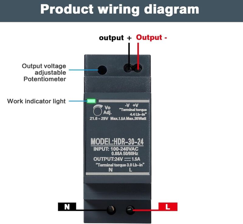 Transformer Din Rail Switching Power Supply HDR-30W-24V 1.5A