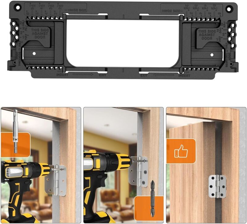 Door Hinge Jig Template Drilling Installation Locator from 2-1/2'' to 6''