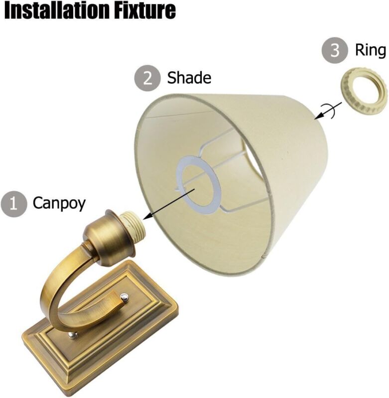 Wall Light Bedside Arm Lamp E14 Socket Fixture Shade Brass Plating 240V