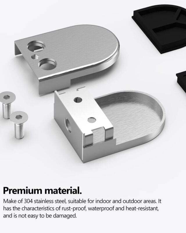 Flat Wall Mount D Shaped Glass Bracket Clamp Stainless Steel 10-12Mm