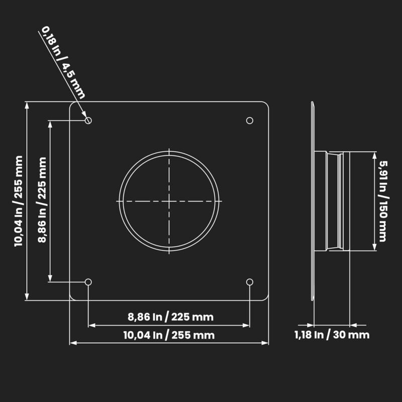 Duct Connector Flange Ducting Steel Pipe Heating Cooling Air Ventilation  150Mm