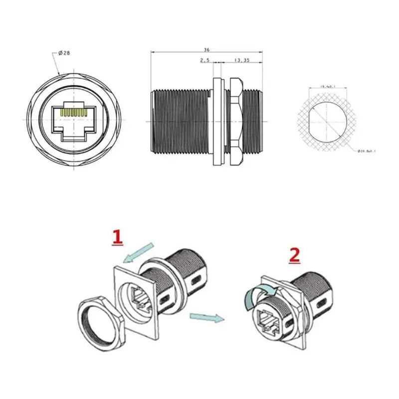 Shield Panel Mount Waterproof Connector Ethernet LAN Cable RJ45 Cat5 5E 6 5PC Does not apply