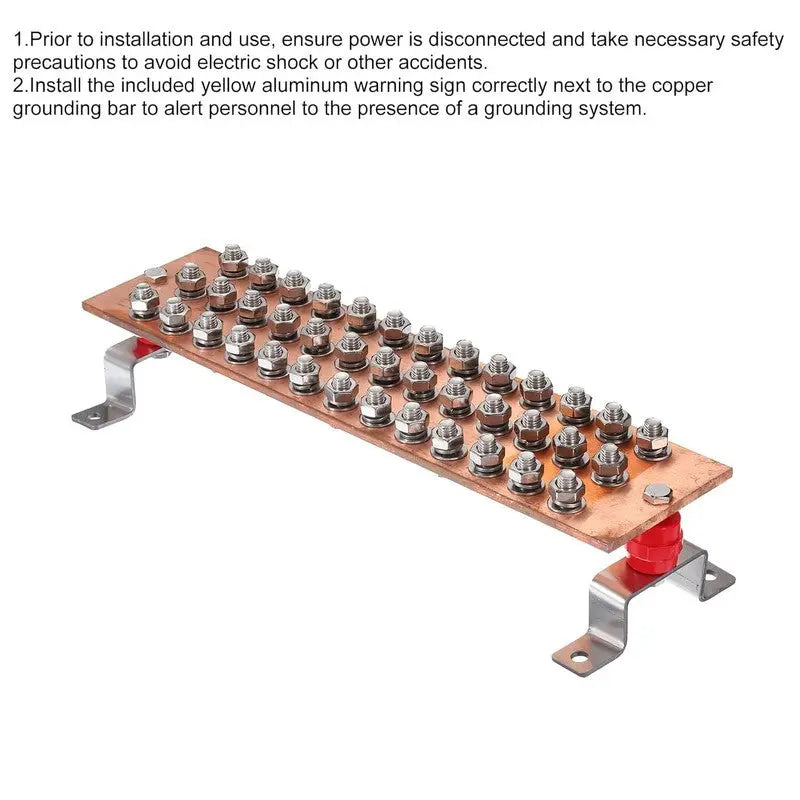 Copper Ground Bar 39 Terminal Position Power Electrical Busbar Insulator 16'' Unbranded