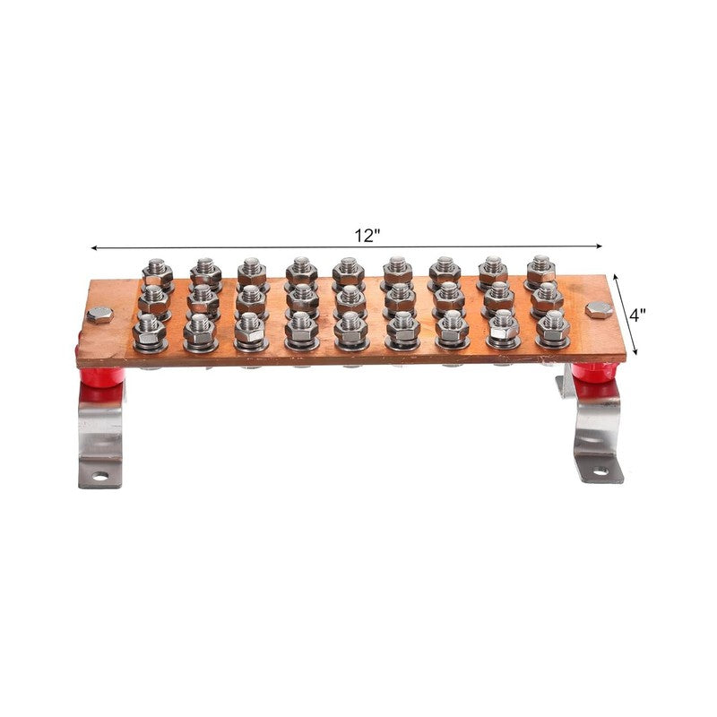 Copper Ground Bar 27 Terminal Position Power Electrical Busbar Insulator 12''