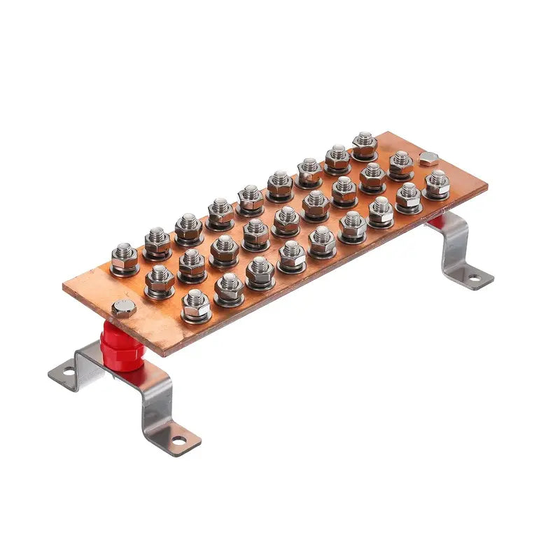 Copper Ground Bar 27 Terminal Position Power Electrical Busbar Insulator 12'' Unbranded