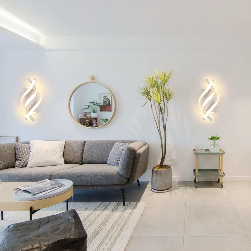Modern LED Wall Light Indoor 22W Elegant Spiral Lamp Warm White 3000K