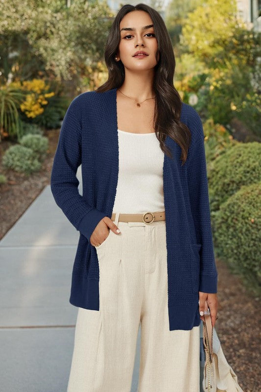 Women's Long Cardigan Summer Knit Sweater Lightweight Open Front Pockets XL