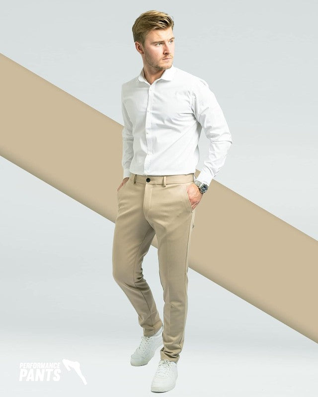 Mens Slim Fit Stretch Trousers Comfortable Work Casual Pants W29/L34