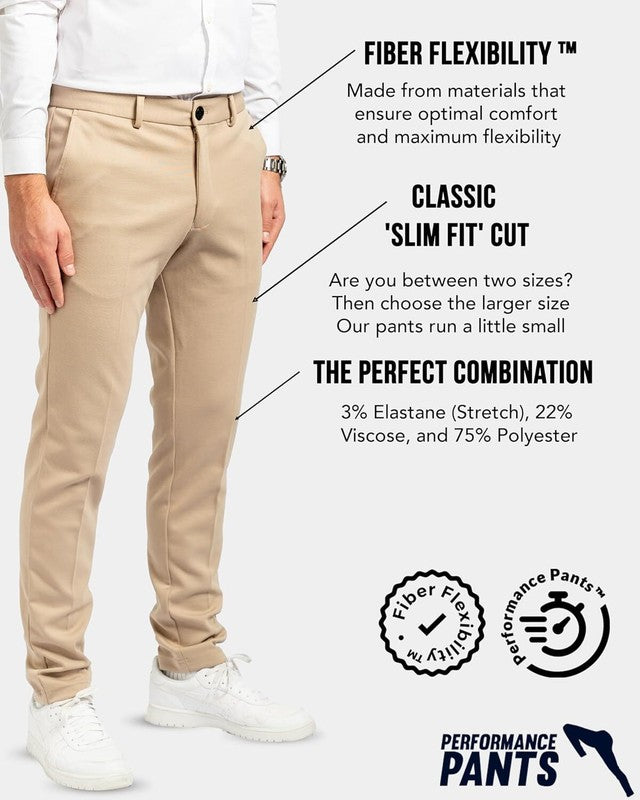 Mens Slim Fit Stretch Trousers Comfortable Work Casual Pants W29/L34