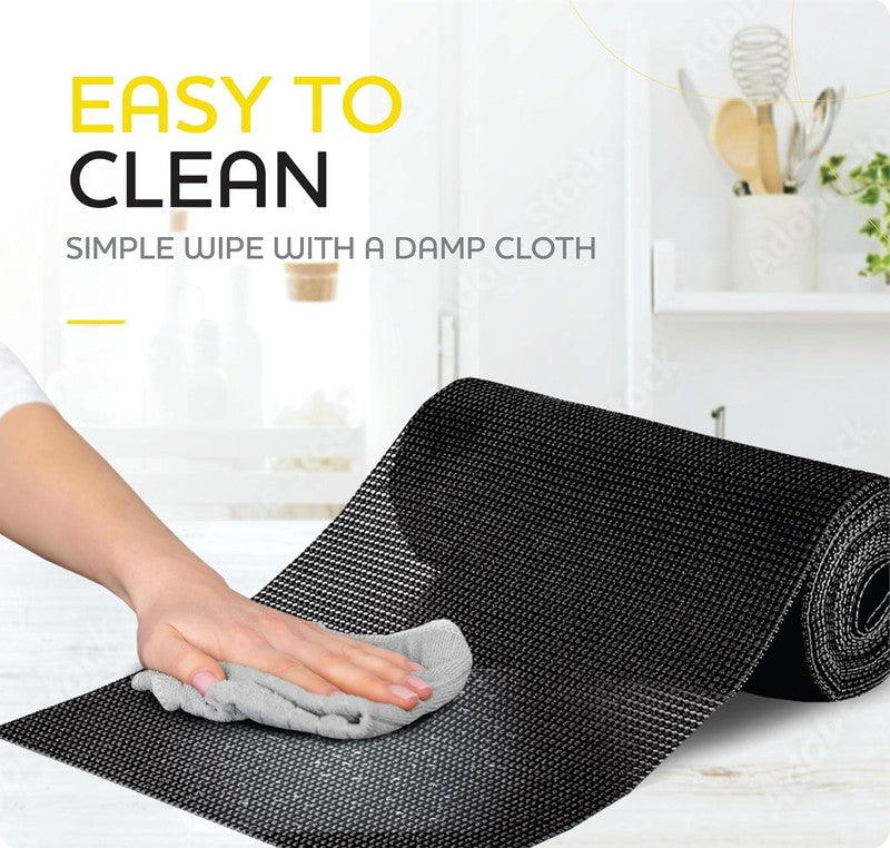 5mx30cm Black Non-Slip Shelf Liner Waterproof Cabinet & Drawer Camping Mat PVC