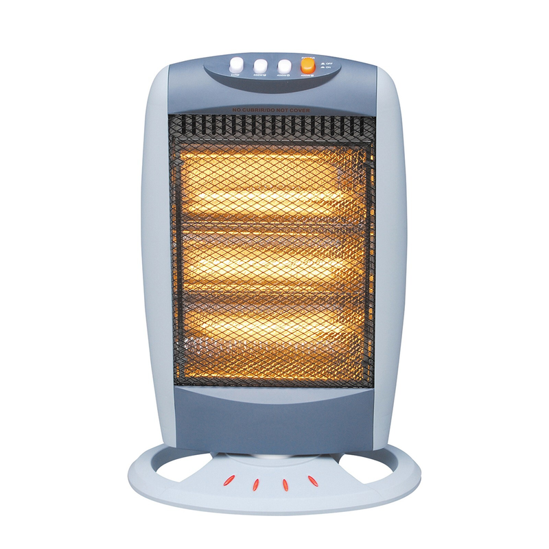 1200W Electric Halogen Heater Oscillating 3 Bar Portable Quartz Grey UK Plug