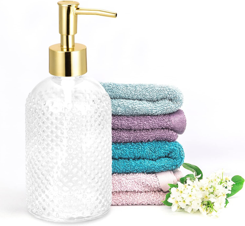 Glass Soap Dispensers Set 2pcs 17oz Clear Pump Bottles for Kitchen Bathroom