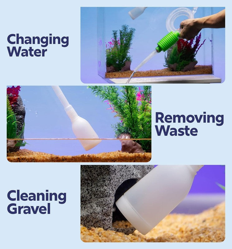 Aquarium Syphon Cleaner Vacuum Pump 3-in-1 Water Changer Gravel Washer Kit