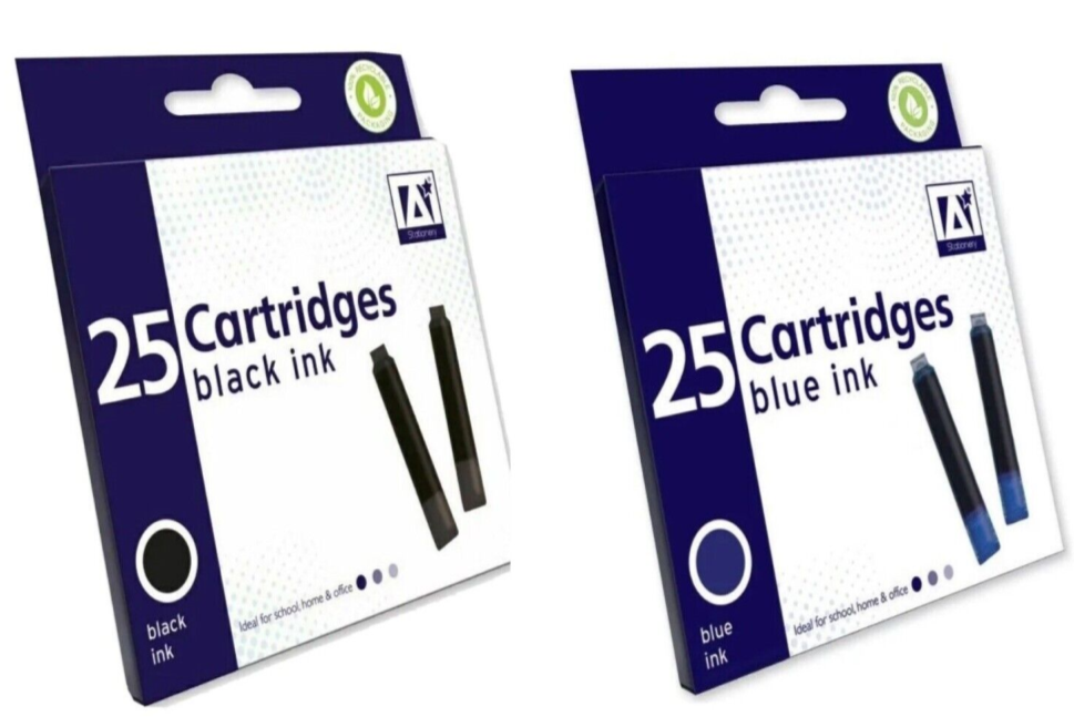 Universal Fountain Ink Pen Cartridge School Office Home Refill 25Pack