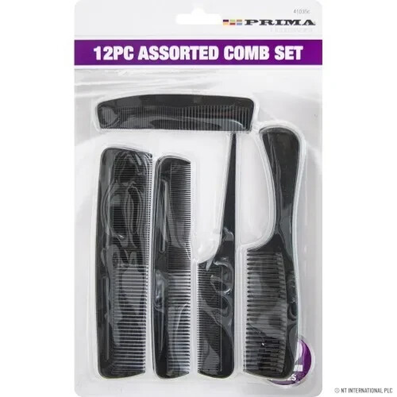 Hairdressing Comb Set 12 Pcs Black Barber Salon Hair Styling Cutting Tools