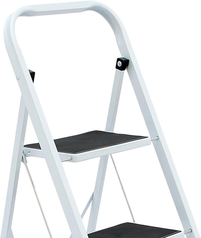 Foldable 3 Step Ladder Safety Steel Non Slip Tread Lightweight Folding Stool