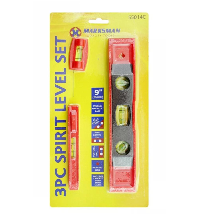 Spirit Level Magnetic 9'' Compact Trade Tool Builders & DIY 3pc Set Unbranded