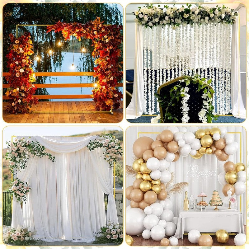 Square Balloon Arch Stand Gold Metal Wedding Backdrop Frame 6.6Ft Party Ceremony Unbranded