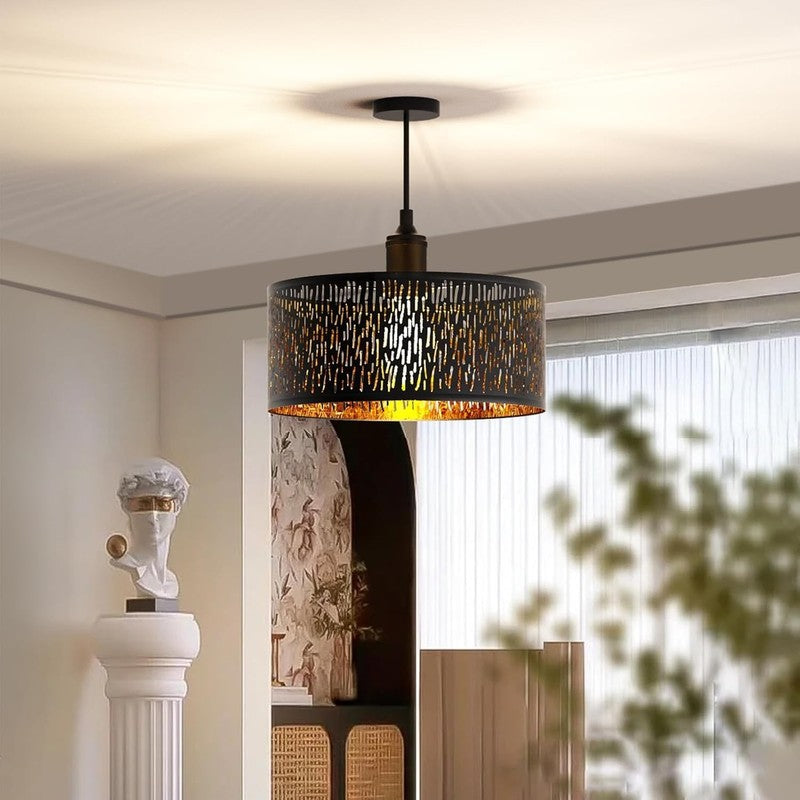 Black Lampshade Ceiling Pendant Light Shade Gold Inner Fabric Modern Home Decor Unbranded
