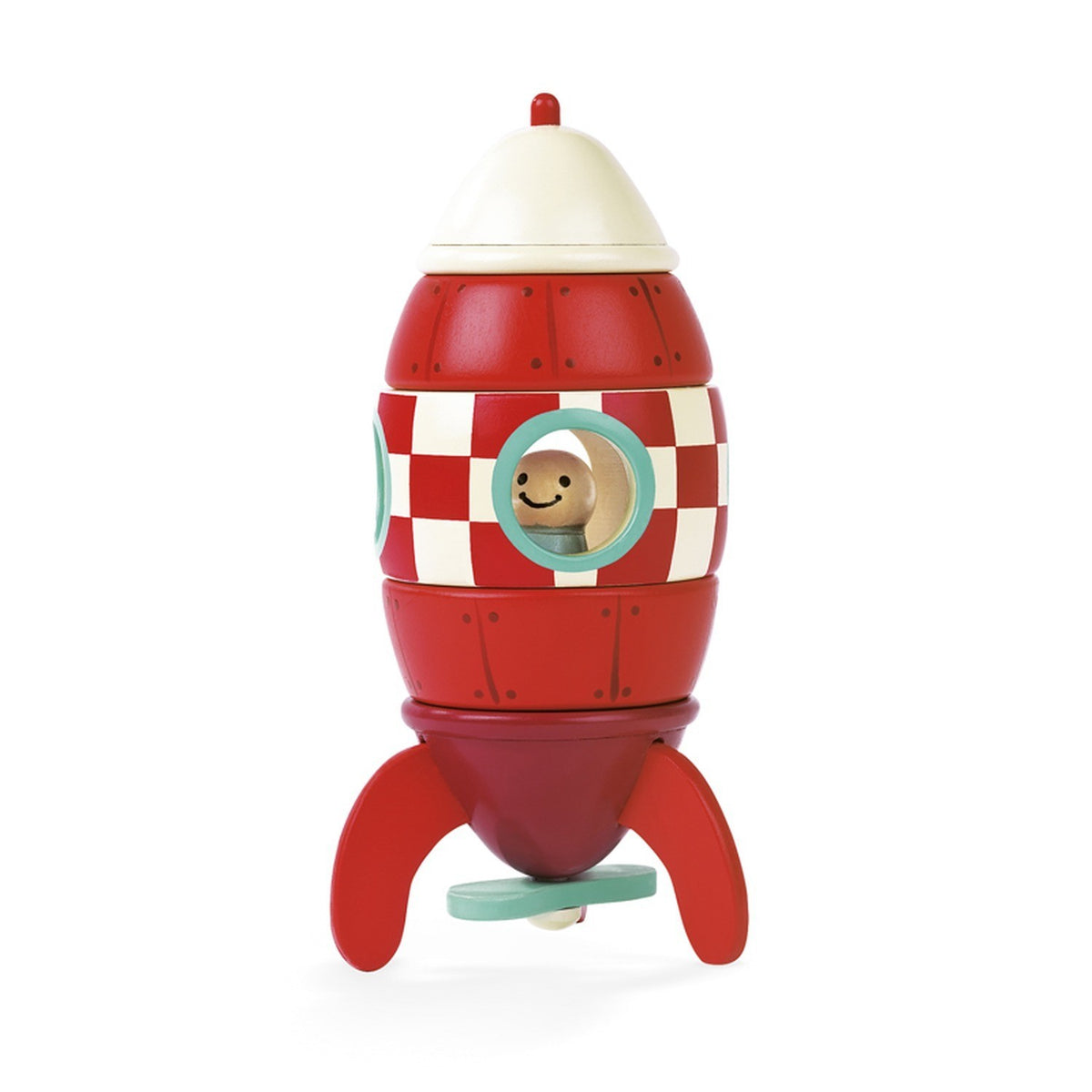 Janod Small Magnetic Rocket Wooden Toy Space Construction 5 Pieces Age 2-5 Years