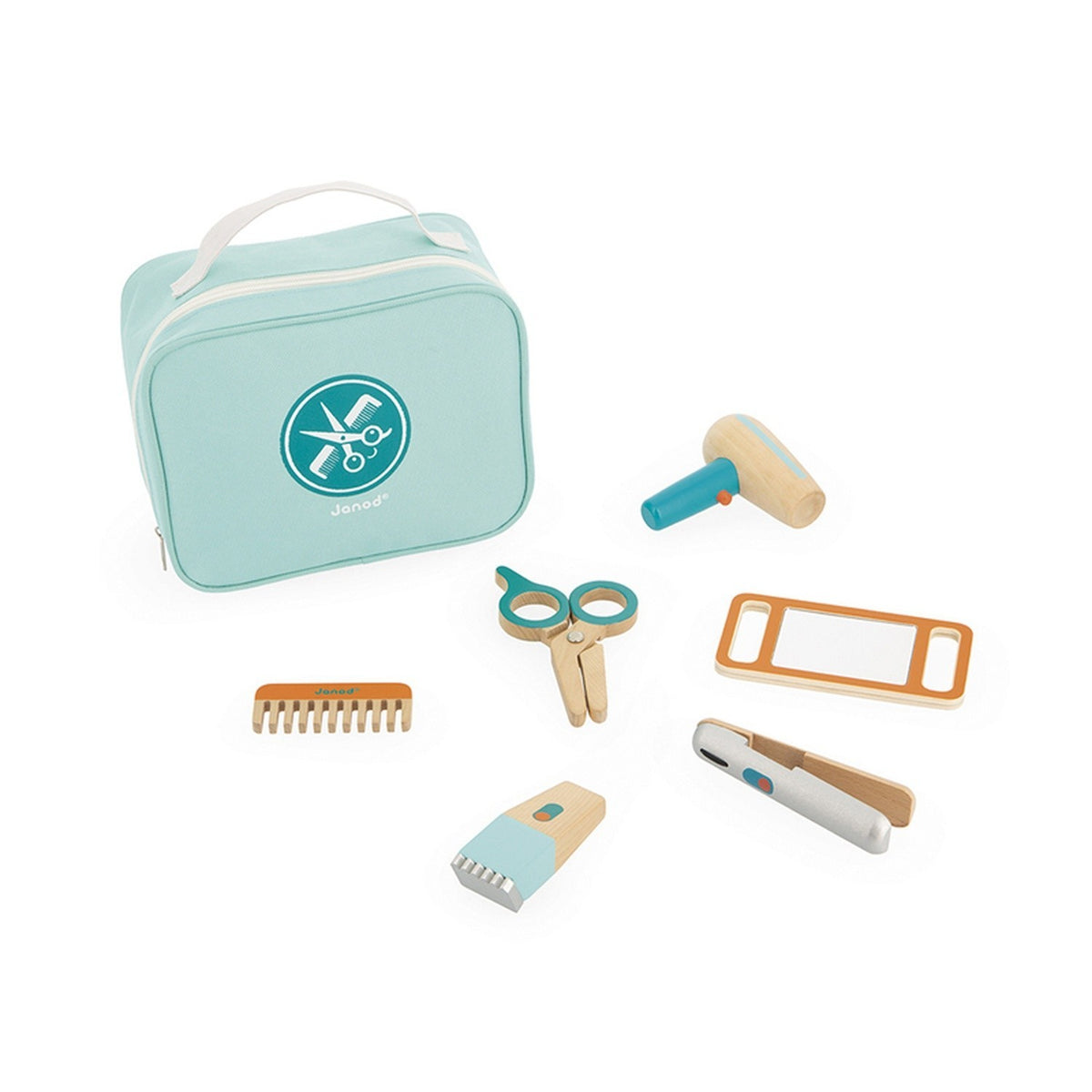 Hairdresser Set Wooden Toys Janod Barber Salon Case Six Accessories Kids Ages 3+