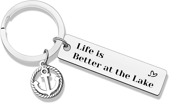 Anchor Keyring Lake Life My Happy Place Stainless Steel Camping Caravan RV Gifts