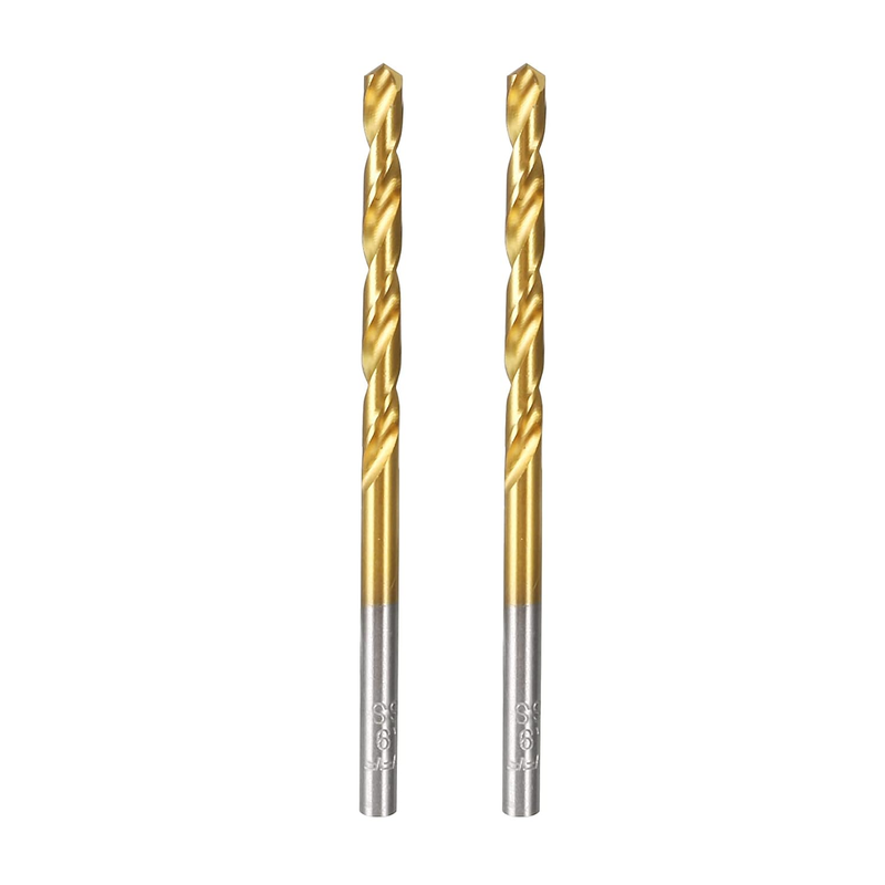3.9mm HSS Twist Drill Bits Titanium Coated Steel Straight Shank Metal 2 Pack DIY