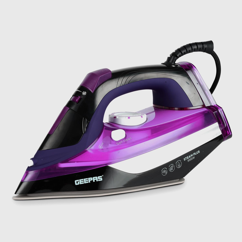 Steam Iron 3000W Ceramic Soleplate Vertical Steam 480ml Dry Wet Clothes Pressing