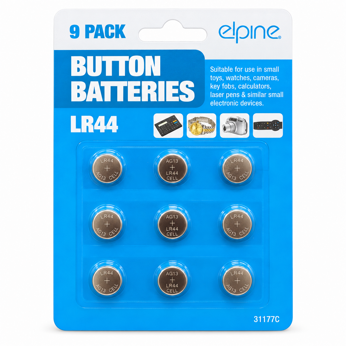 9 Pack LR44 AG13 1.5V Button Cell Batteries For Watches Toys Calculators Key Fob
