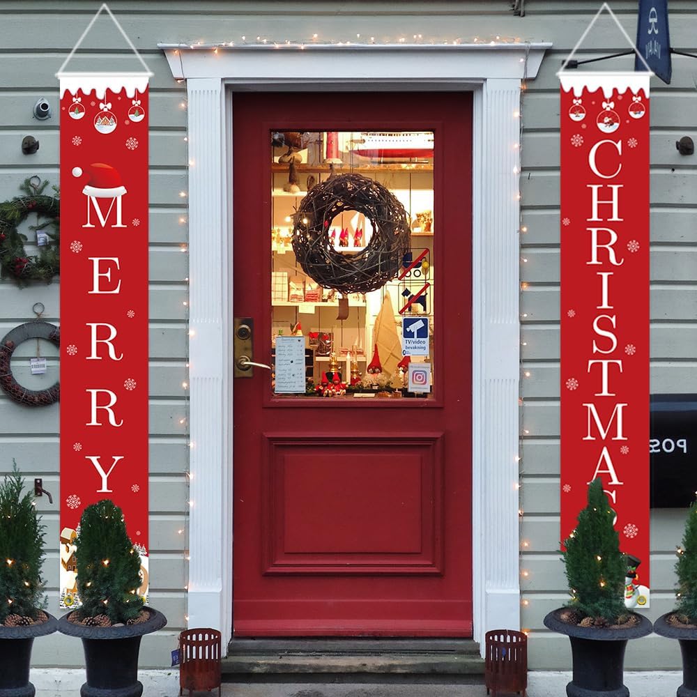 Merry Christmas Banners New Year Outdoor Indoor Door Decoration 30x180CM Hanging