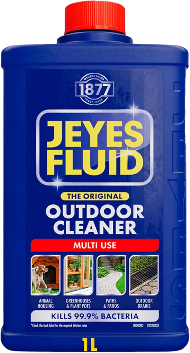 Jeyes Fluid Outdoor Cleaner & Disinfectant for Paths, Patios, Driveways, Pet Housing & Unblocking Drains, 1 Litre