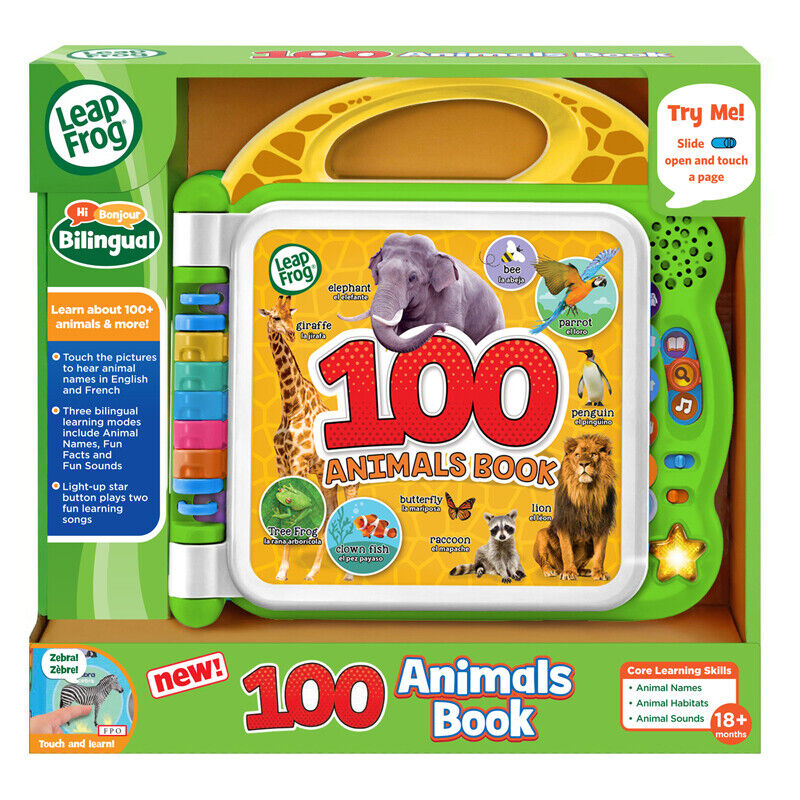 LeapFrog 100 Animals Book, Baby Book with Sounds and Colours for Sensory Play, Educational Toy for Kids, Preschool Toys, Bilingual Learning Games for Boys and Girls Aged 18 Months, 1, 2, 3 Years