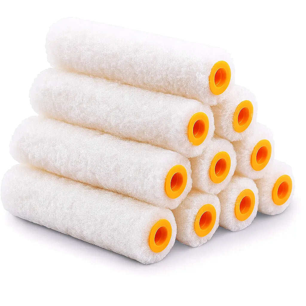 Mini Paint Roller Sleeves 10 Pack Foam Pile Refills Radiator Skirting Emulsion nt