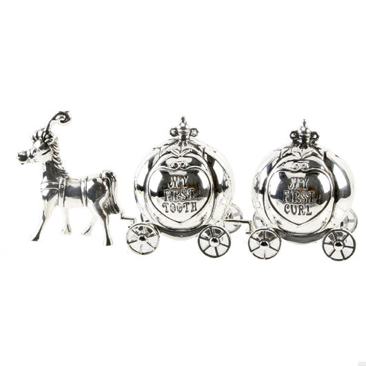 Silver Plated Cinderella Carriage Tooth & Curl Set Baby Products