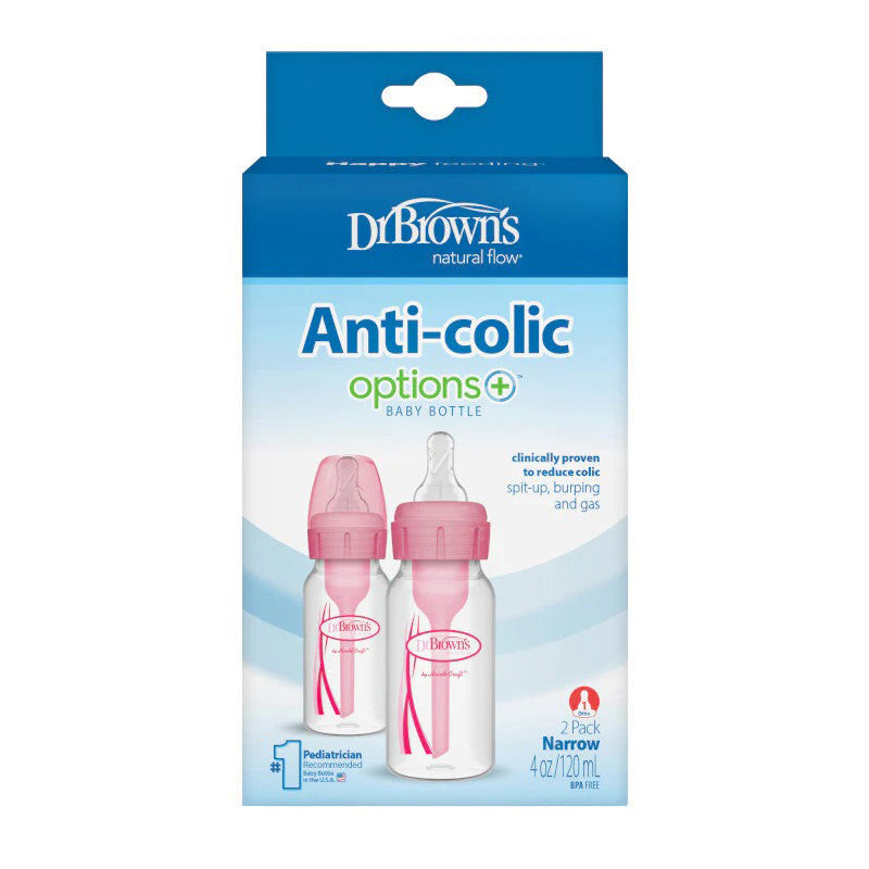 Dr Brown's Options+ Narrow Neck Bottle Pink 120ml 2Pk Baby Products Wholesaler