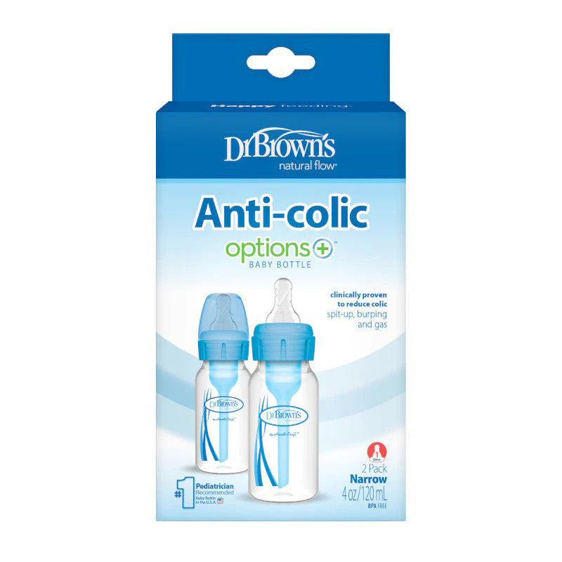 Dr Brown's Options+ Narrow Neck Bottle Sky 120ml 2Pk Baby Products Wholesaler