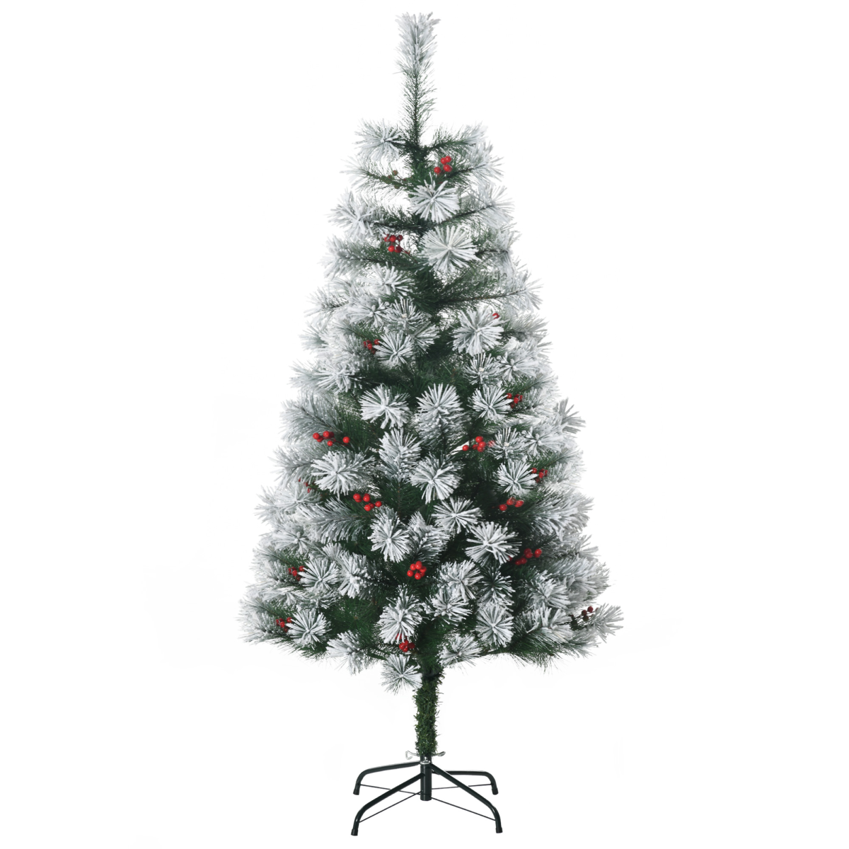 Christmas Tree 5ft Artificial Green Pine Berries Xmas 184 Tips Metal Stand Decor