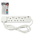 4 Gang Extension Socket Lead Cable Electric 13a Mains Power Adaptor Switch 2m