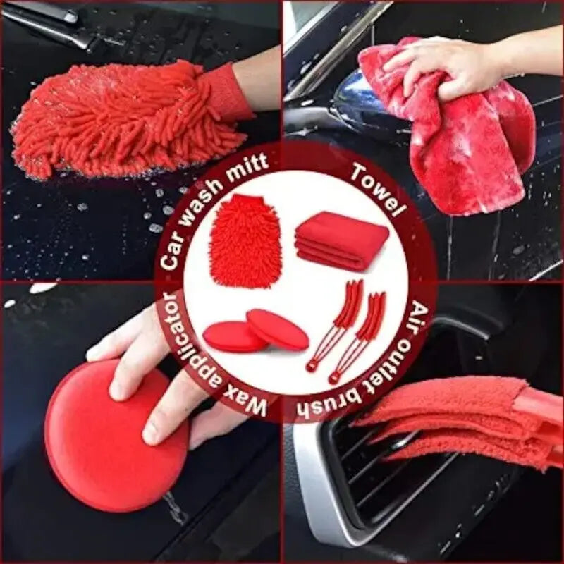 Drill Brush Valeting Detailing Car Carpet Cleaning Scrubbing Set 18pcs Red Deal For Any Occasion