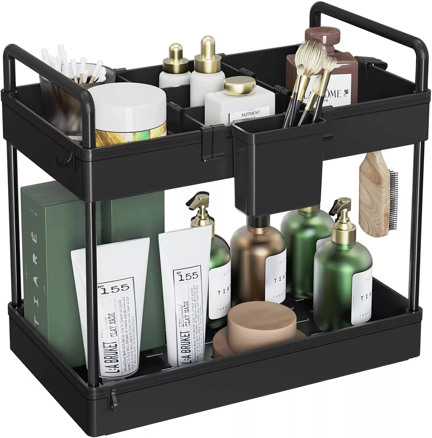 2-Tier Under Sink Storage Kitchen Bath Rack Cosmetic Holder Bathroom Countertop