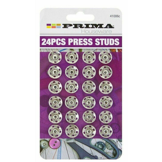 24pc Press Studs Fasteners Sewing Poppers Snap Button Sew Craft Metal Large