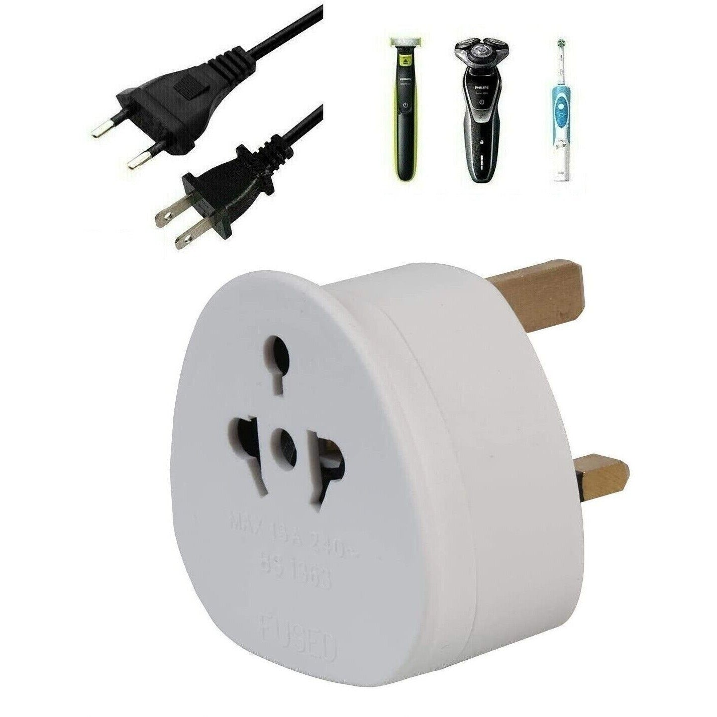 EU US UK 3 Pin Tourist Travel Power Plug Holiday Visitor Adaptor Converter