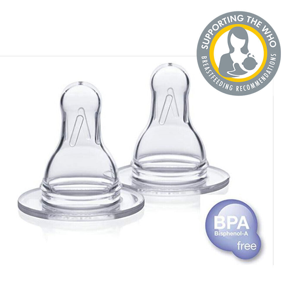Medela Slow Flow Silicone Bottle Teats 2Pk BPA-Free Spare Teats Made