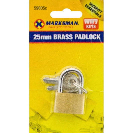 Marksman 25mm Strong Brass Security Padlock with 3 Keys