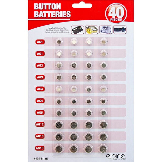 40Pk Watch Batteries Button Coin Cell Lithium AG1/AG3/AG4/AG5/AG12/AG13