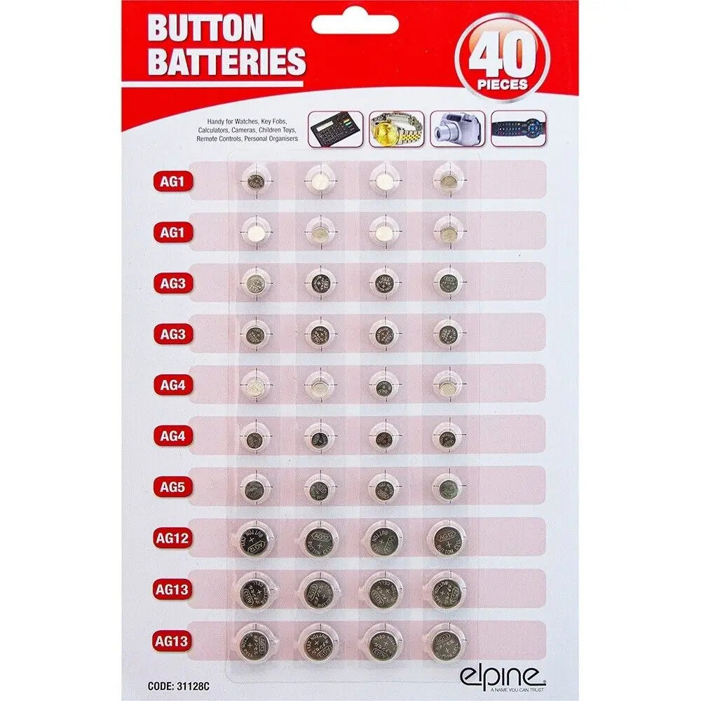 40Pk Watch Batteries Button Coin Cell Lithium AG1/AG3/AG4/AG5/AG12/AG13 varies