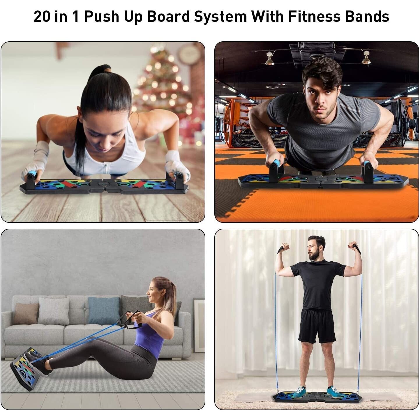 20 in 1 Push Up Board with Resistance Bands Foldable Press Up Board Carry Bag