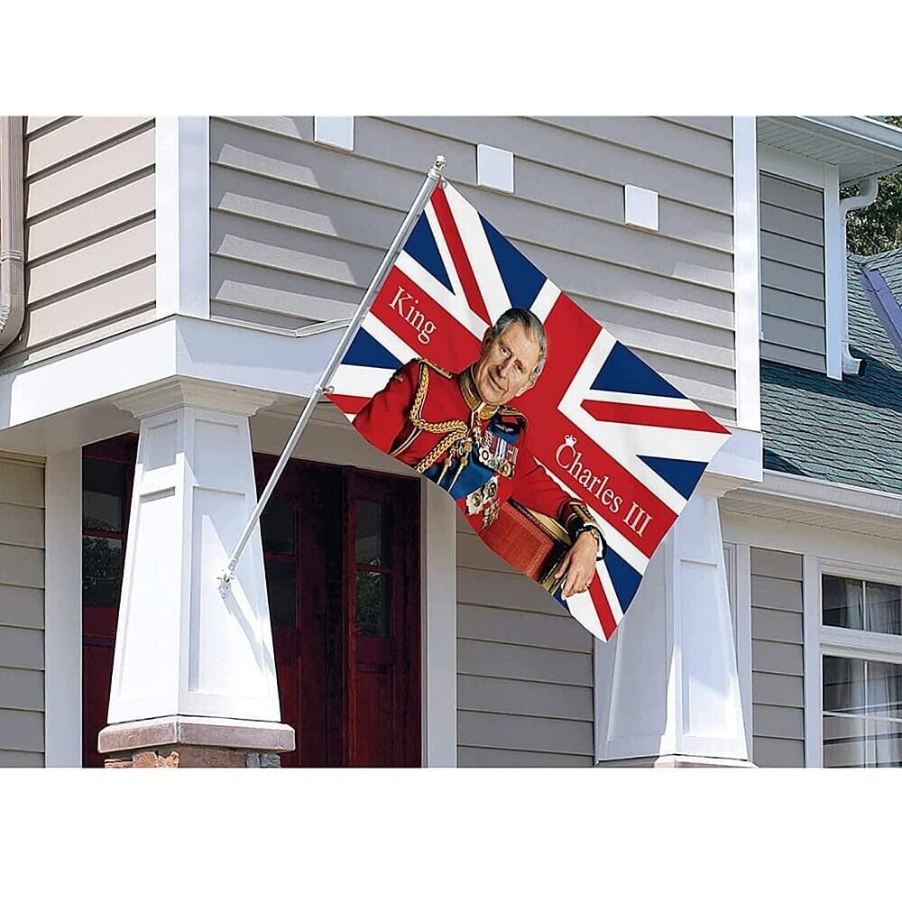 King Charles Coronation Ceremony Flag Large III 2023 Union Jack Flag Polyester