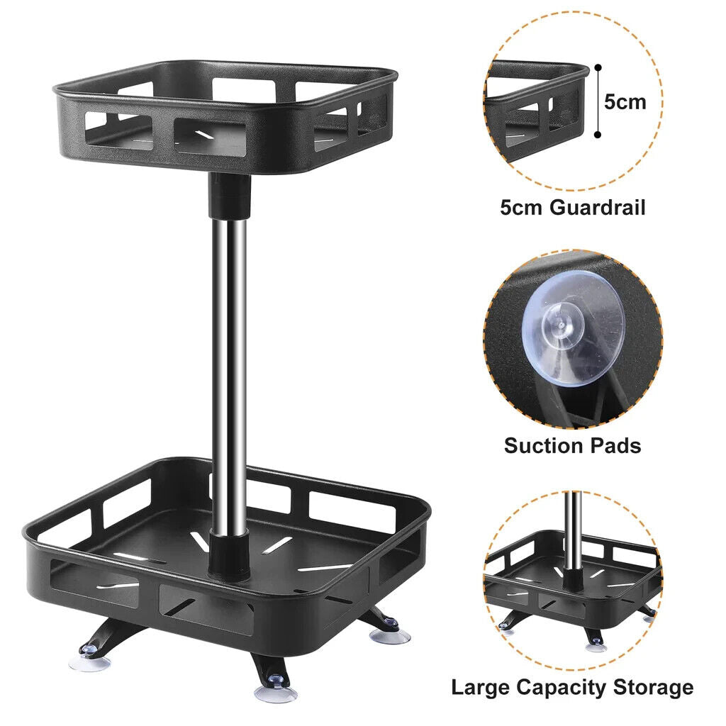 Kitchen Organizer 2 Tier Lazy Susan Turntable 360 Rotating Spice Rack Black