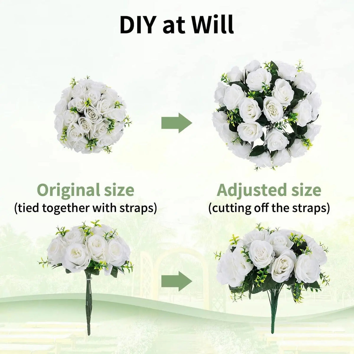 Artificial Flower Ball for Wedding Centrepieces White 10 Bunches of 24 Buds Deal For Any Occasion